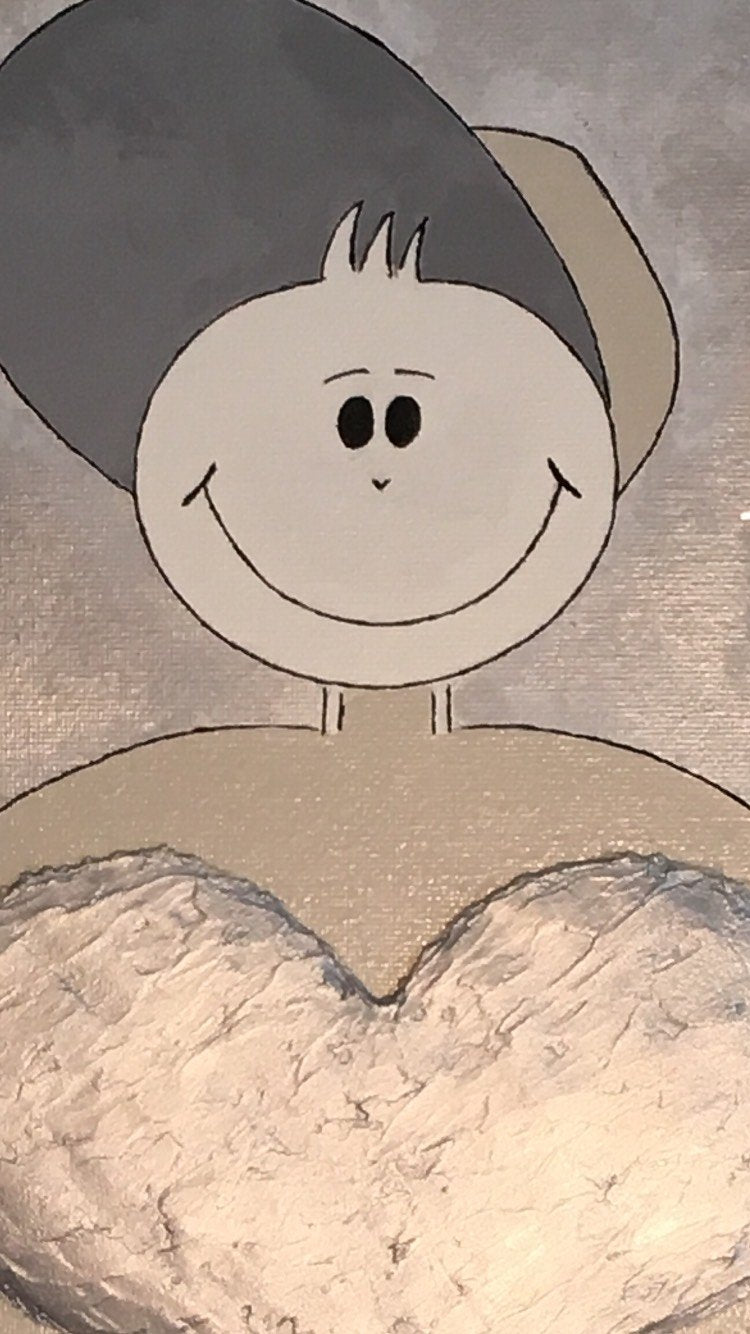 Little heart boy in grey